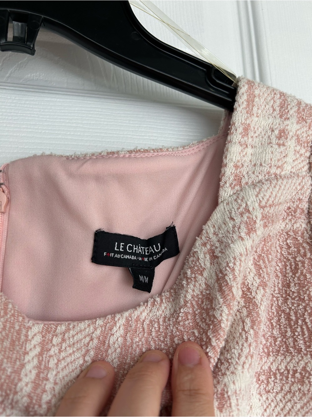 Le Chateau Pink Cream Tweed Dress